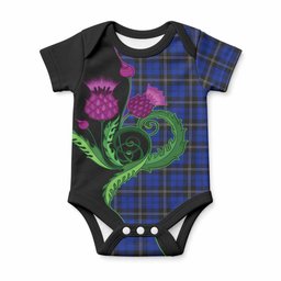 Swan Tartan Baby Onesie Traditional Scottish Thistle