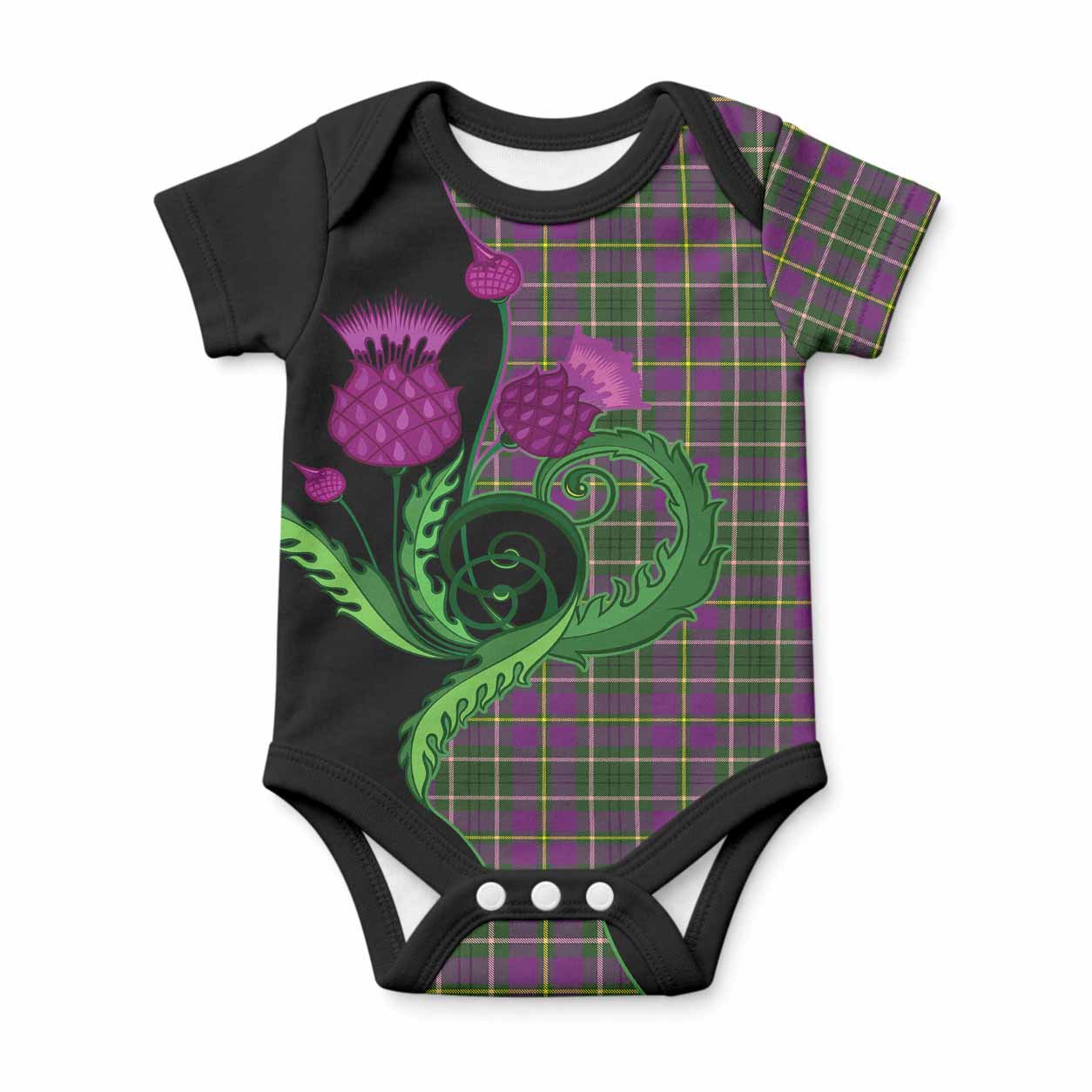 Taylor (Tailyour) Tartan Baby Onesie Traditional Scottish Thistle