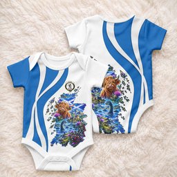 Little Scottish Clan Crest Baby Onesie Funny Culture of Scotland Map Shape