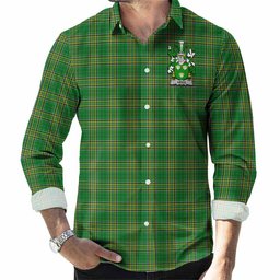 Aries Irish Clan Tartan Long Sleeve Button Up with Coat of Arms