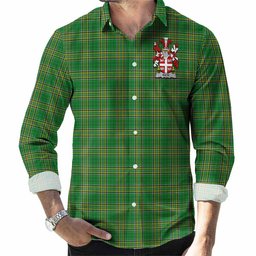Bath Irish Clan Tartan Long Sleeve Button Up with Coat of Arms