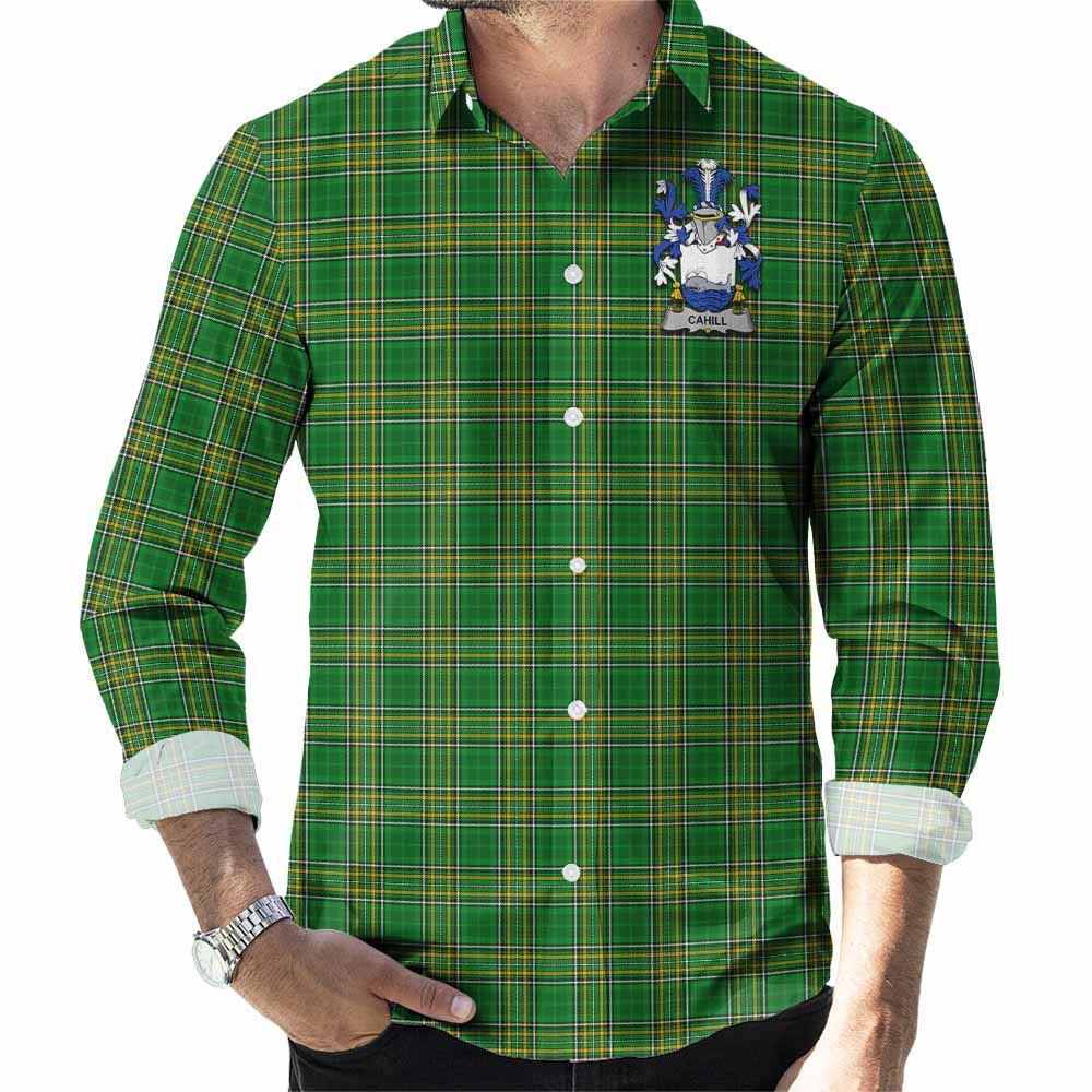 Cahill Irish Clan Tartan Long Sleeve Button Up with Coat of Arms