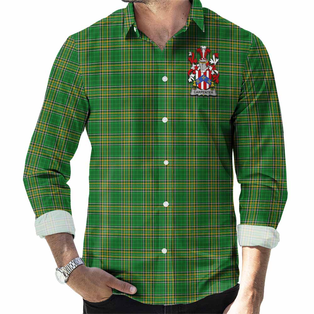 Carpenter Irish Clan Tartan Long Sleeve Button Up with Coat of Arms