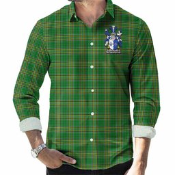 Bermingham Irish Clan Tartan Long Sleeve Button Up with Coat of Arms