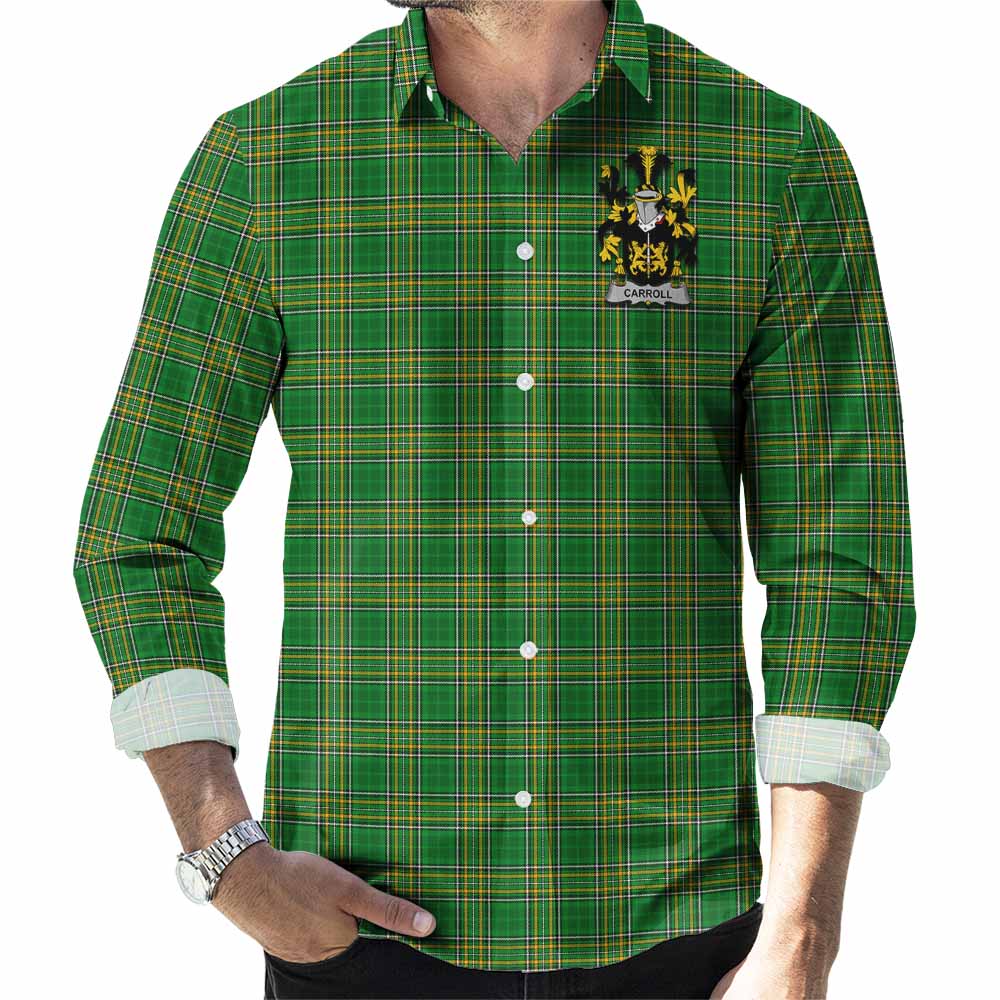 Carroll Irish Clan Tartan Long Sleeve Button Up with Coat of Arms