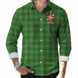 Hamilton Irish Clan Tartan Long Sleeve Button Up with Coat of Arms
