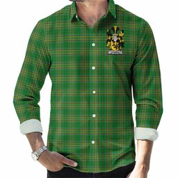 Francis Irish Clan Tartan Long Sleeve Button Up with Coat of Arms
