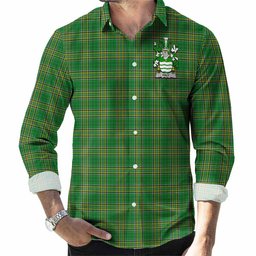 Haly Irish Clan Tartan Long Sleeve Button Up with Coat of Arms