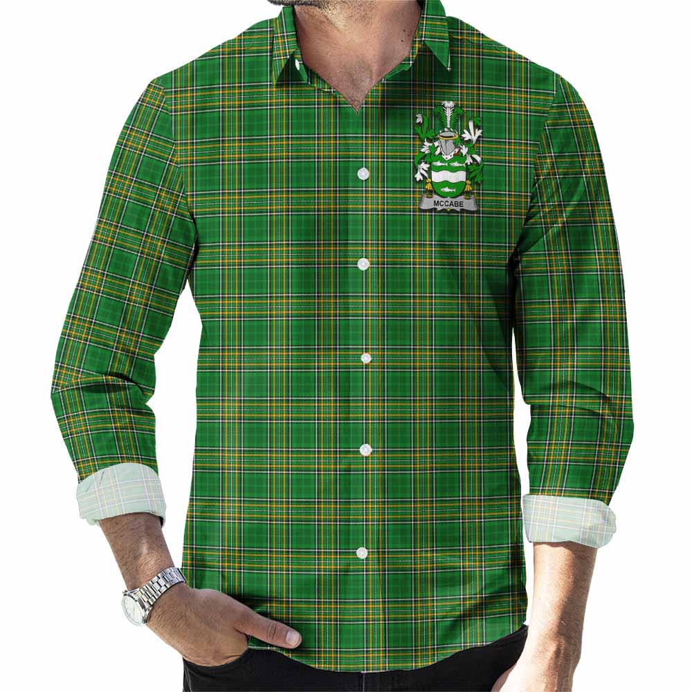 McCabe Irish Clan Tartan Long Sleeve Button Up with Coat of Arms