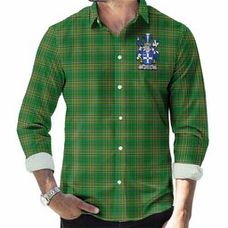 Mulock Irish Clan Tartan Long Sleeve Button Up with Coat of Arms