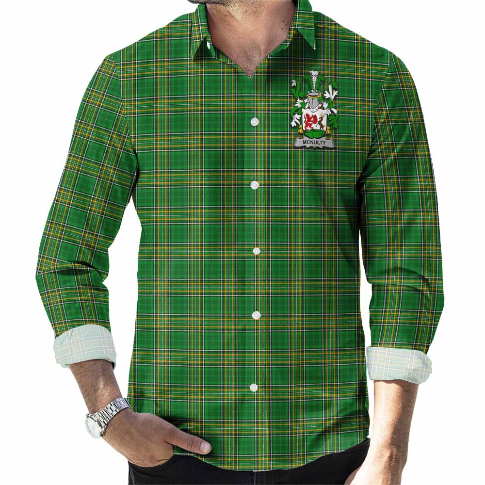 McNulty Irish Clan Tartan Long Sleeve Button Up with Coat of Arms