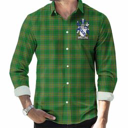 Lowe Irish Clan Tartan Long Sleeve Button Up with Coat of Arms