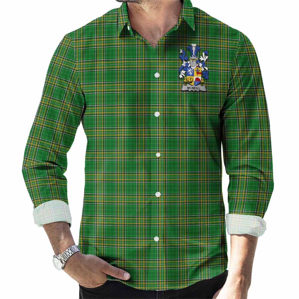 McNeill Irish Clan Tartan Long Sleeve Button Up with Coat of Arms