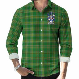 McClure Irish Clan Tartan Long Sleeve Button Up with Coat of Arms