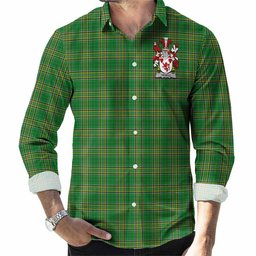 Truell Irish Clan Tartan Long Sleeve Button Up with Coat of Arms