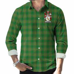 O'Halie Irish Clan Tartan Long Sleeve Button Up with Coat of Arms
