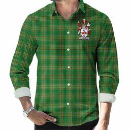 Ogilby Irish Clan Tartan Long Sleeve Button Up with Coat of Arms