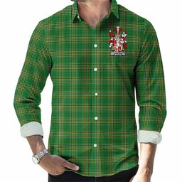Riordan Irish Clan Tartan Long Sleeve Button Up with Coat of Arms