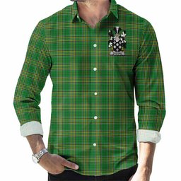 Wadding Irish Clan Tartan Long Sleeve Button Up with Coat of Arms