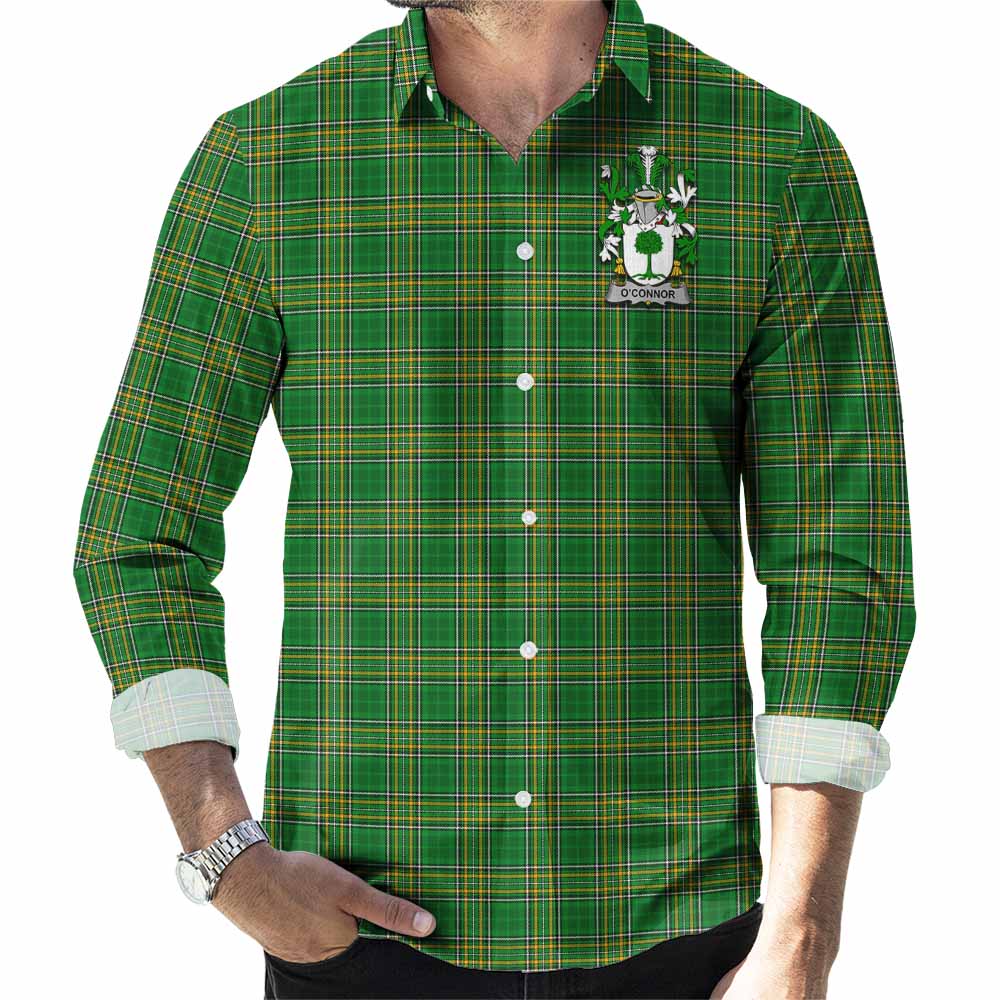 O'Connor 2 Irish Clan Tartan Long Sleeve Button Up with Coat of Arms