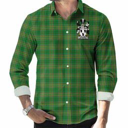 Ruxton Irish Clan Tartan Long Sleeve Button Up with Coat of Arms