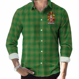 Prendergast Irish Clan Tartan Long Sleeve Button Up with Coat of Arms