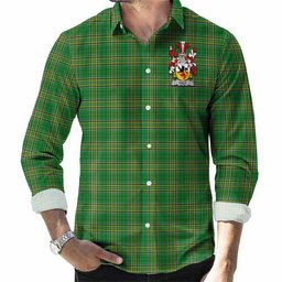 Daly Irish Clan Tartan Long Sleeve Button Up with Coat of Arms