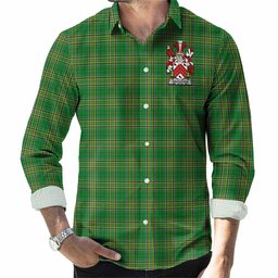 Singleton Irish Clan Tartan Long Sleeve Button Up with Coat of Arms