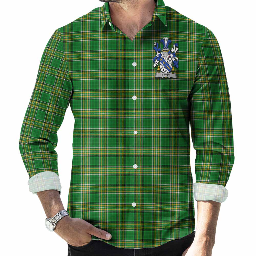 Petty Irish Clan Tartan Long Sleeve Button Up with Coat of Arms