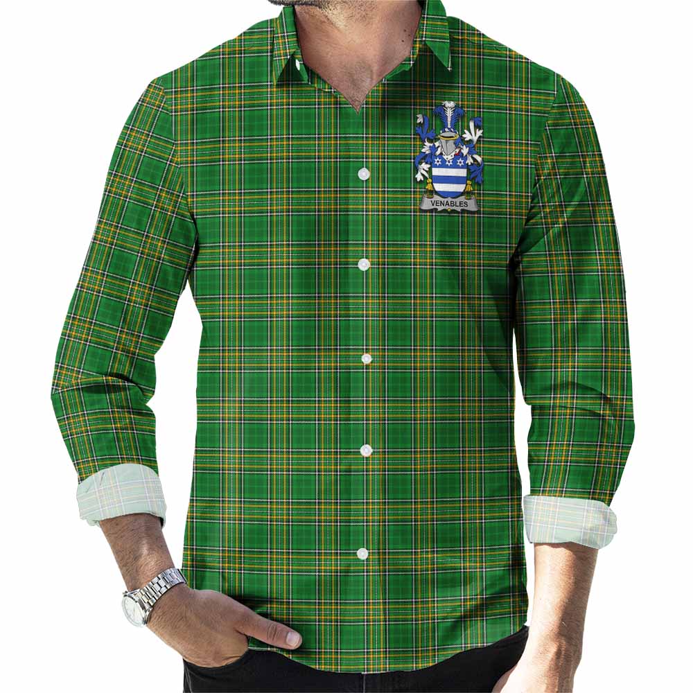 Venables Irish Clan Tartan Long Sleeve Button Up with Coat of Arms
