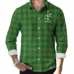 O'Connor Irish Clan Tartan Long Sleeve Button Up with Coat of Arms