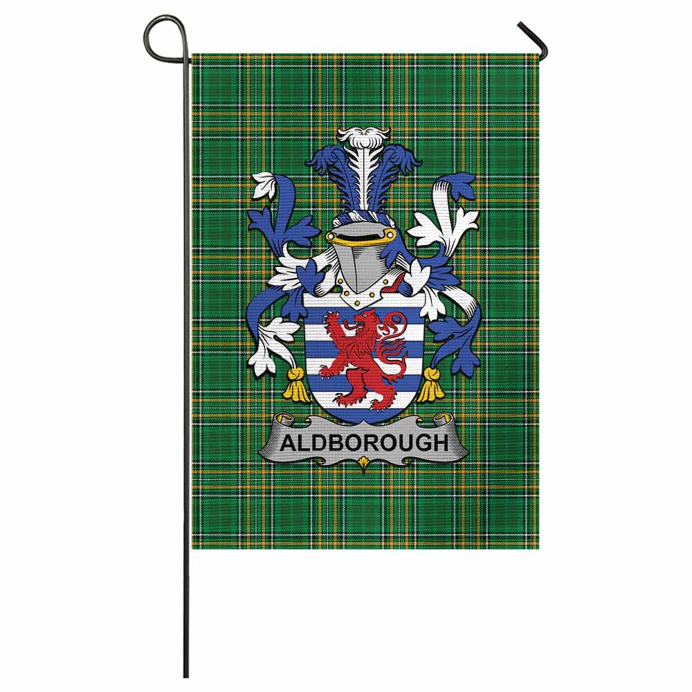 Aldborough Irish Clan Tartan Garden Flag with Coat of Arms