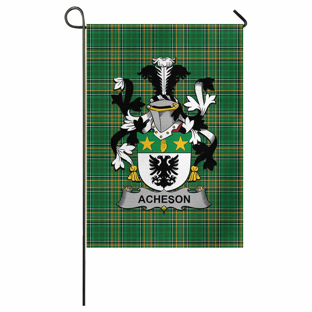 Acheson Irish Clan Tartan Garden Flag with Coat of Arms