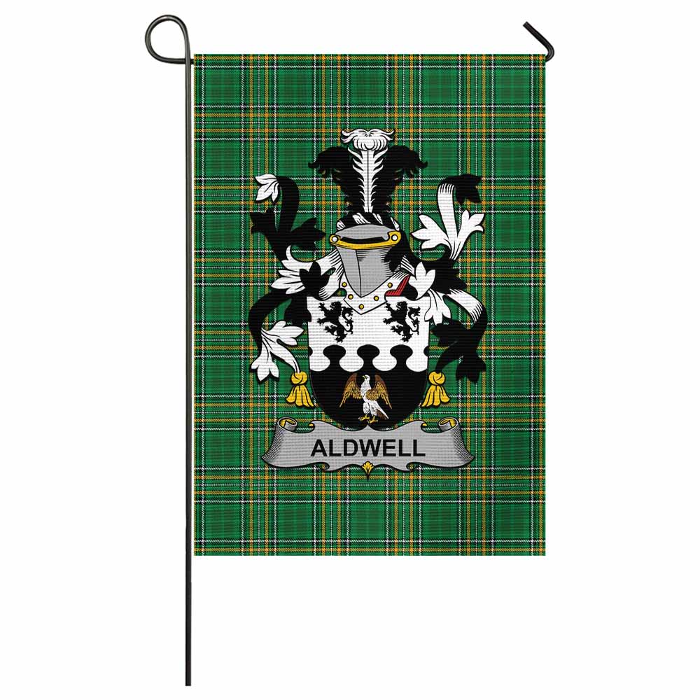 Aldwell Irish Clan Tartan Garden Flag with Coat of Arms