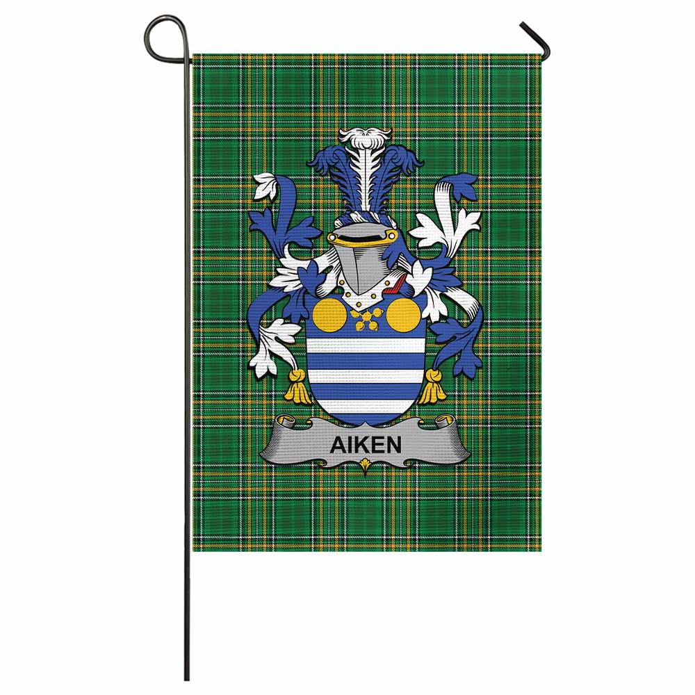 Aiken Irish Clan Tartan Garden Flag with Coat of Arms
