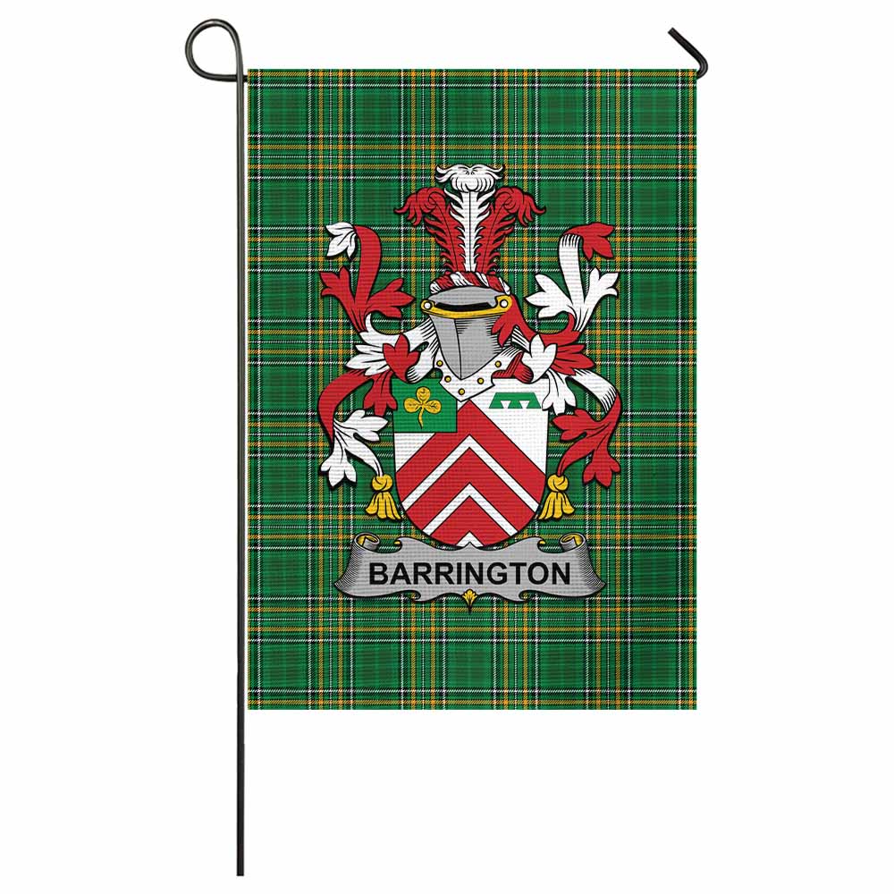 Barrington Irish Clan Tartan Garden Flag with Coat of Arms