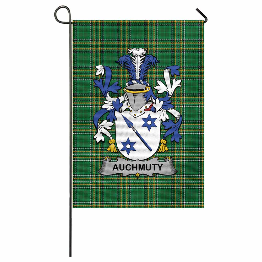 Auchmuty Irish Clan Tartan Garden Flag with Coat of Arms