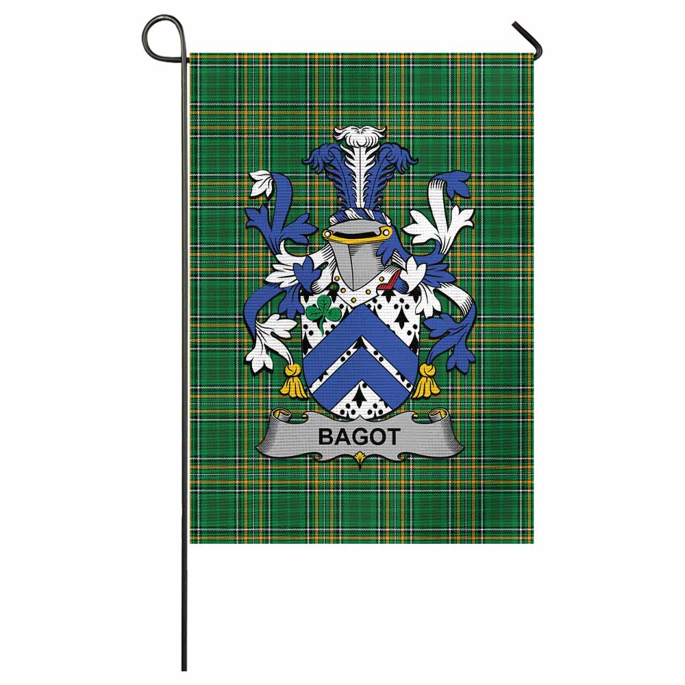 Bagot Irish Clan Tartan Garden Flag with Coat of Arms
