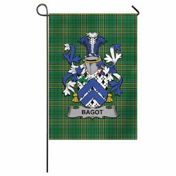 Bagot Irish Clan Tartan Garden Flag with Coat of Arms