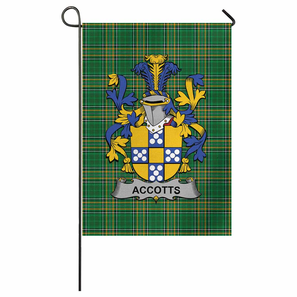 Accotts Irish Clan Tartan Garden Flag with Coat of Arms