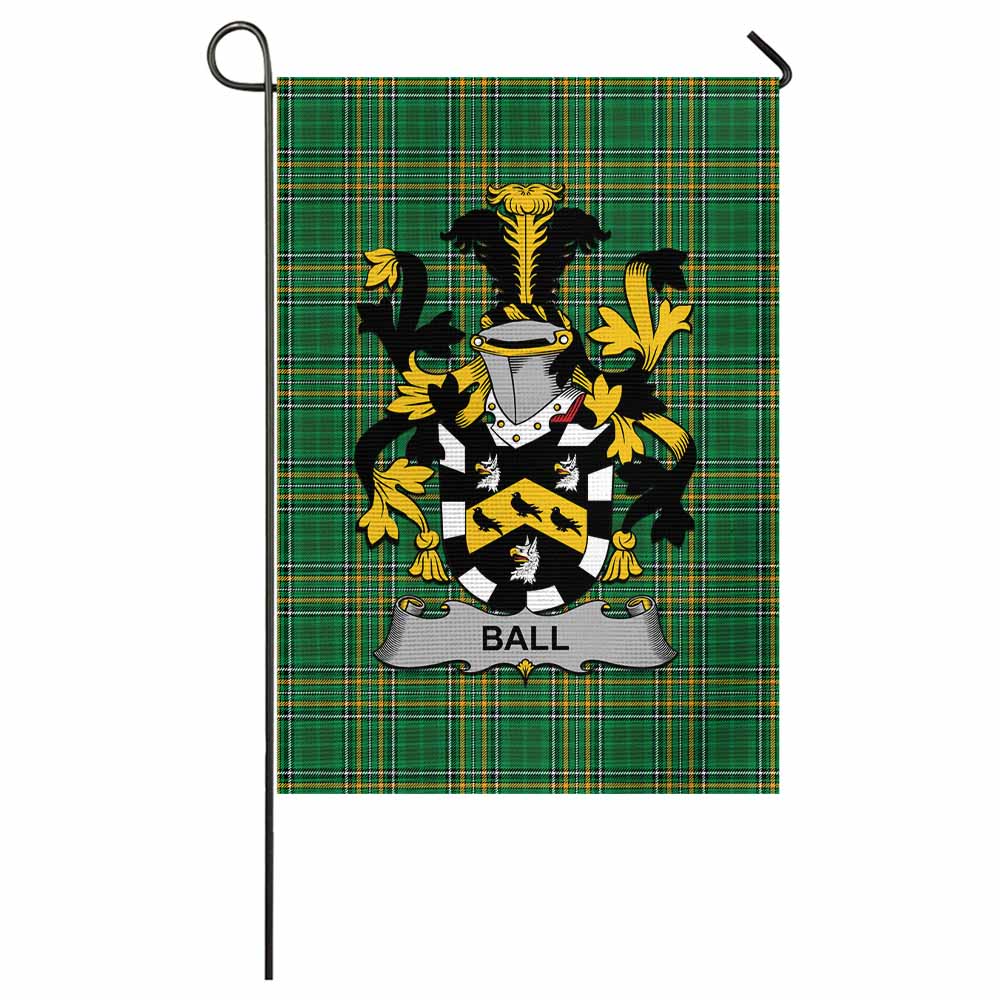 Ball Irish Clan Tartan Garden Flag with Coat of Arms