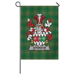 Atkinson Irish Clan Tartan Garden Flag with Coat of Arms