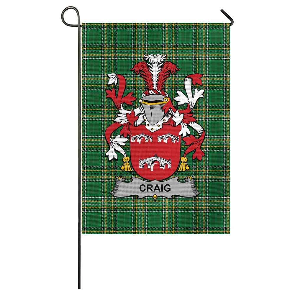 Craig Irish Clan Tartan Garden Flag with Coat of Arms