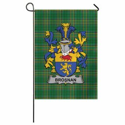 Brosnan Irish Clan Tartan Garden Flag with Coat of Arms