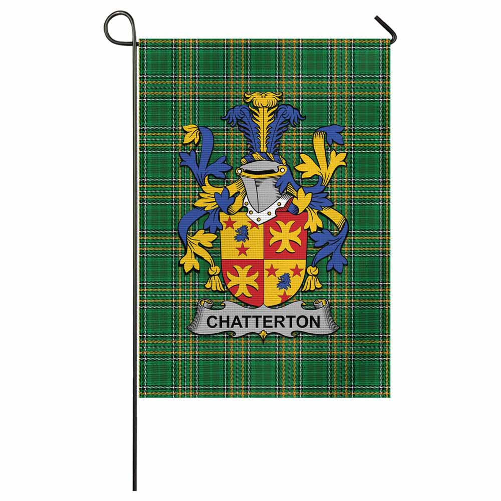 Chatterton Irish Clan Tartan Garden Flag with Coat of Arms