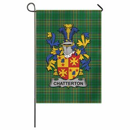 Chatterton Irish Clan Tartan Garden Flag with Coat of Arms