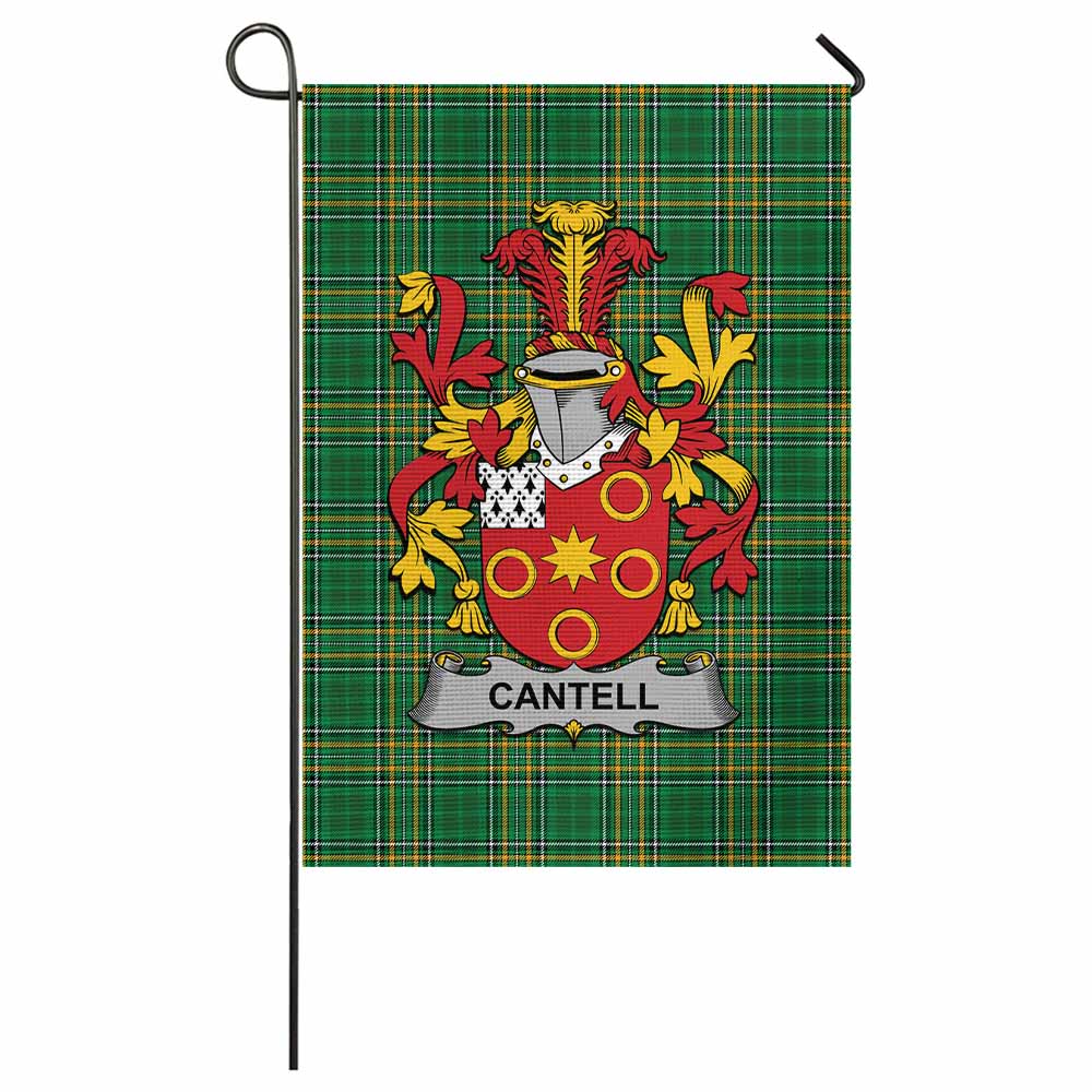 Cantell Irish Clan Tartan Garden Flag with Coat of Arms