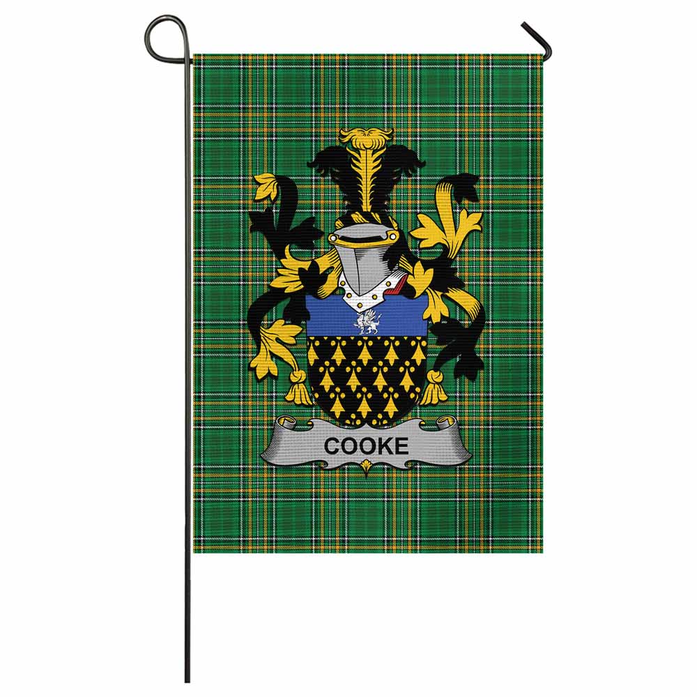 Cooke Irish Clan Tartan Garden Flag with Coat of Arms