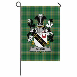 Bland Irish Clan Tartan Garden Flag with Coat of Arms