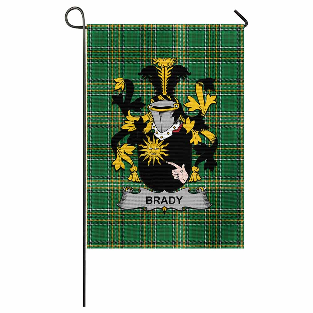 Brady Irish Clan Tartan Garden Flag with Coat of Arms